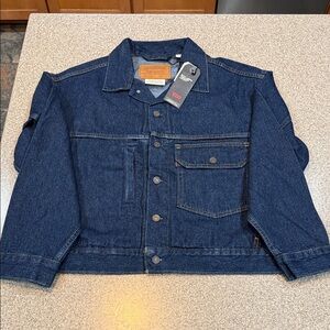 Levi’s Premium Stay Loose Trucker Jacket, Dark Blue Denim, Size XS, NWT!